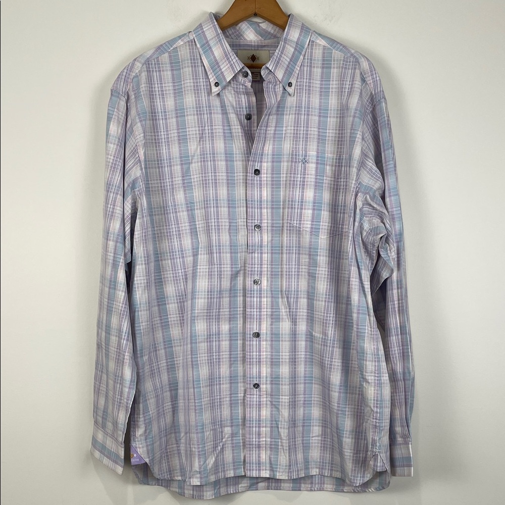 Russell Simmons Argyleculture Men's XXL Plaid Button-Down Shirt Blue Purple